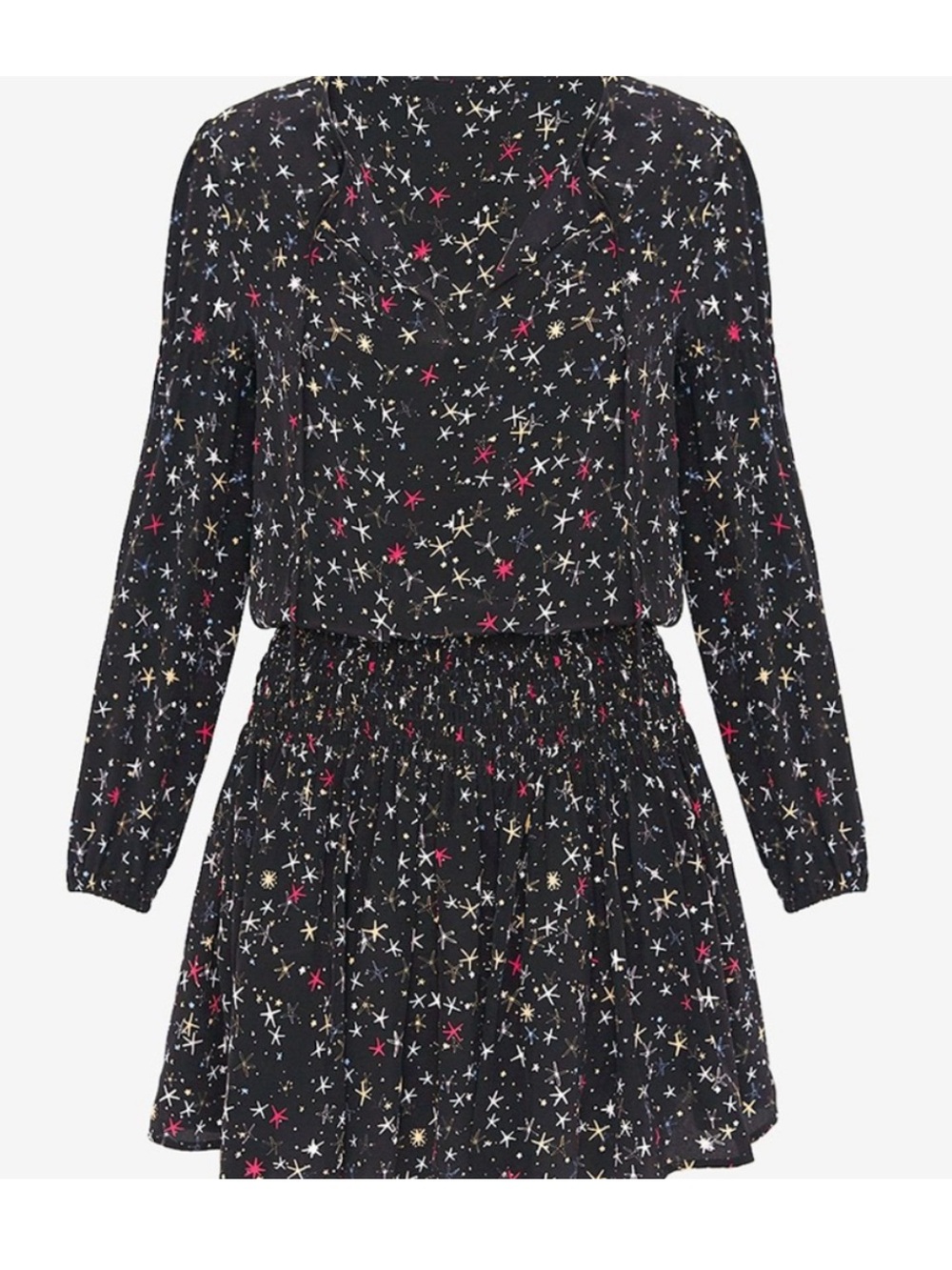 Anine Bing Martha Silk Star Printed Dress Black Small - Picture 5 of 11